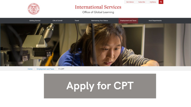 Apply for CPT screenshot