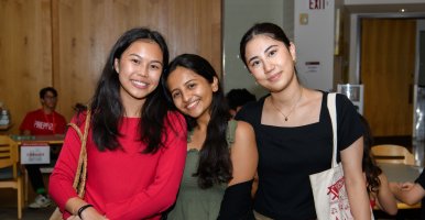 Three students pose for photo during Prepare 2023